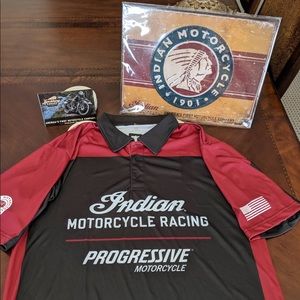 Imdian Motorcycle Racing Polo & Metal Sign